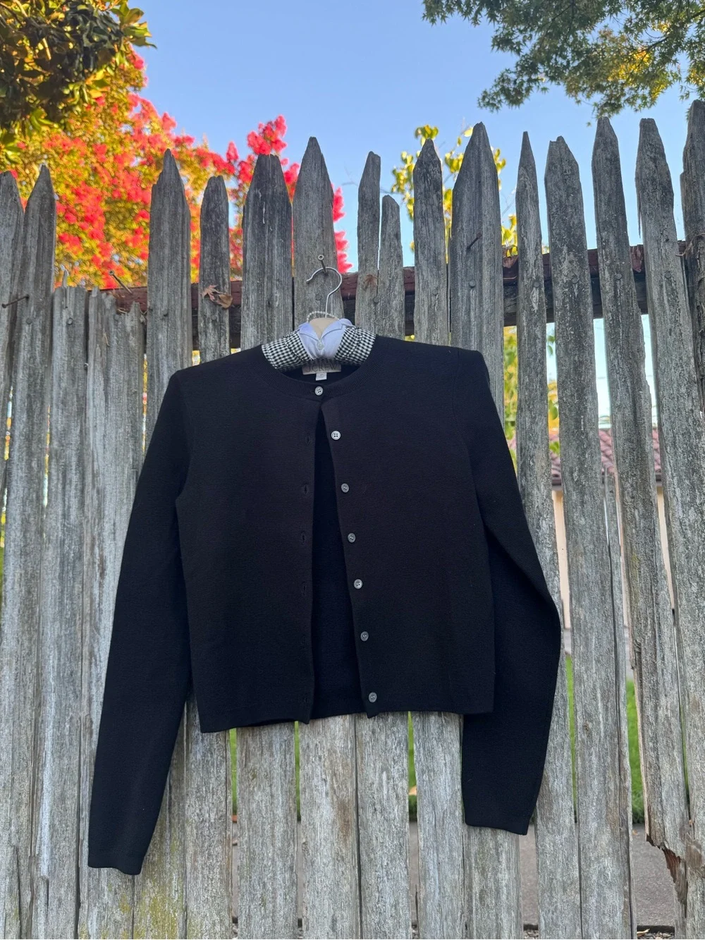 J. Crew Black Crewneck Button Cardigan